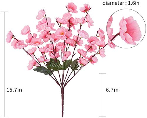 VRCT Polyester Fabric and Plastic Artificial Cherry Blossom Flower (1 Bunch 7 String) it is Set of 3 Pieces(vase not Included)