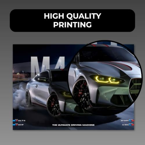 Image of BMV M4 Poster | Car Motivational A4 Sized (31 x 23 cm) | Gift for Boys | Supercar Frames | BMV Poster M4 Competition Sportscar Frame | Car Posters for Wall, Bedroom, Hostel, Study Room (B 042)