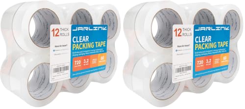 Image of JARLINK 12 Rolls Clear Packing Tape, Heavy Duty Packaging Tape (Pack of 2)