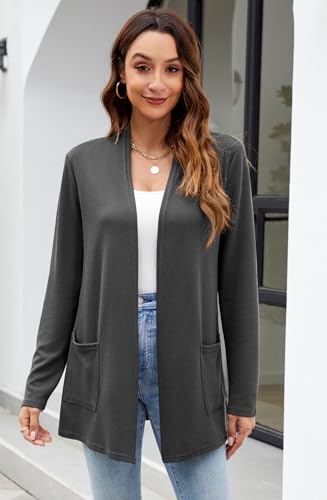 Image of Newchoice Womens Lightweight Long Sleeve Cardigans with Pockets Summer Casual Open Front Sweater Cardigan Duster