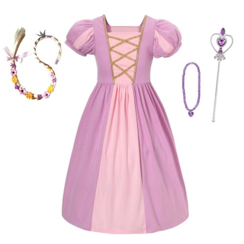 Lito Angels Disfraz Vestido de Princesa Rapunzel con Accesorios Ropa de Fiesta para Niñas, Talla 3 4 años, Púrpura (Número de etiqueta 100)