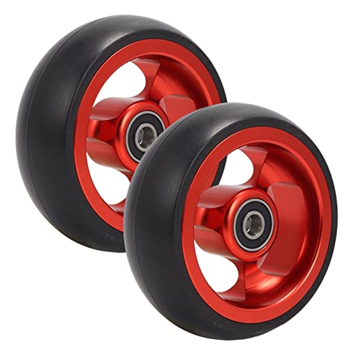 LekLai Ruote Anteriori Sostitutive per Sedia a Rotelle da 4 Pollici, Ruota in Pu Antiscivolo per Sedia a Rotelle Sportiva, Antitraccia, 2 Pezzi/Red/100Mm/4In
