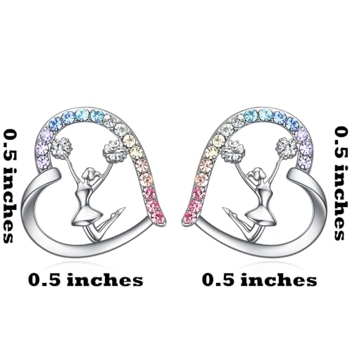 Cheerleader Earrings Stud Gifts,Heart Sport Cheerleader Jewelry Cheer Accessories Birthday Gifts for Cheerleading Lovers2