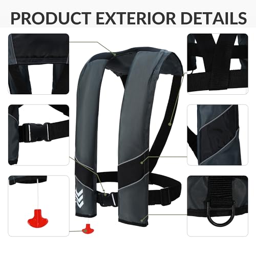 Image of Automatic Inflatable Life Jackets for Adults Life Vests PFD Low Profile Load Capacity Up to 330lbs