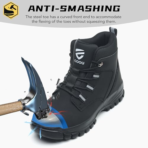 Steel Toe Boots for Women Men Slip & Puncture-Resistant Safety Boots Industrial Construction Steel Toe Shoes for Warehouse, Outdoor Work2