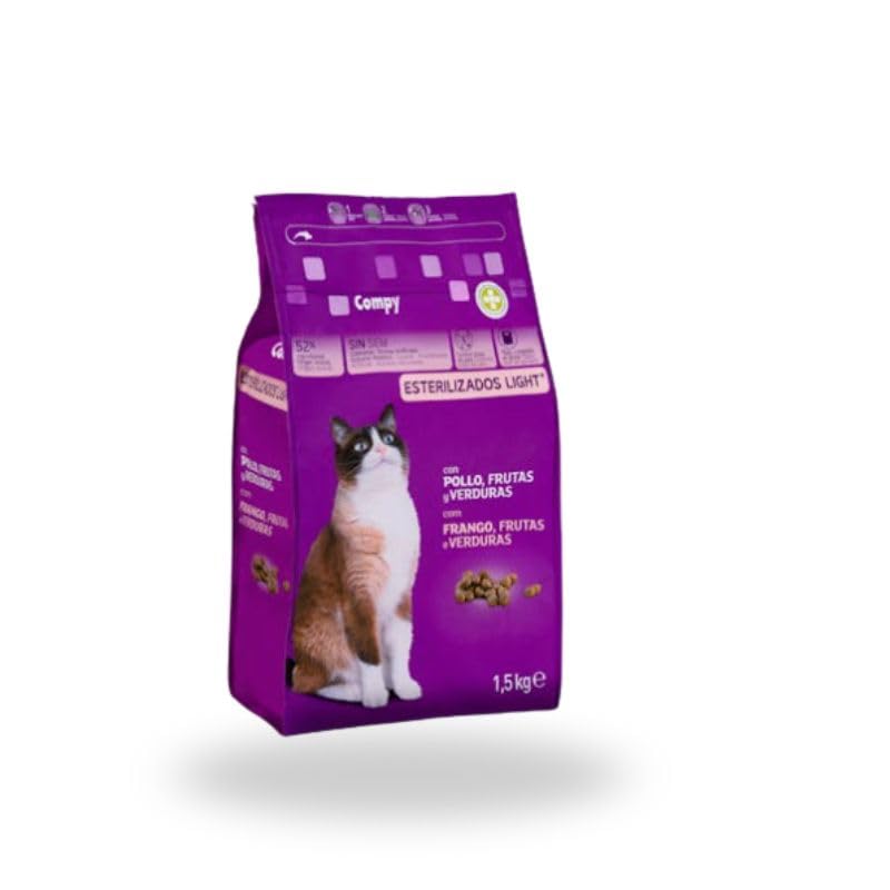 Comida Gato Adulto esterilizado Light COMPY con Pollo, Frutas y Verduras, 1.5 kg