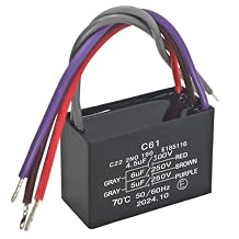 C61 5 Wire Ceiling Fan Capacitor 250VAC 4.5uF+5uF+6uF - Replacement for Ceiling Fan Motors and Speed Regulation