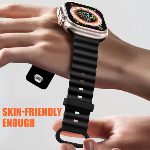 4 Pack Ocean Bands Compatible with Apple Watch Ultra Band 49mm 46mm 45mm 44mm 42mm Men Women, Soft Silicone Straps Sport Rugged Smartwatch Replacement for IWatch Ultra 3 2 Series 11 10 9 8 7 6 5 4 SE by Witzon - Used condition - US$8.99