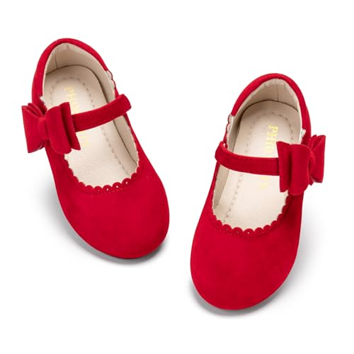 Image of PHIRAMIN Toddler Flower Girl Dress Shoes - Little Girl Mary Janes Flats Wedding