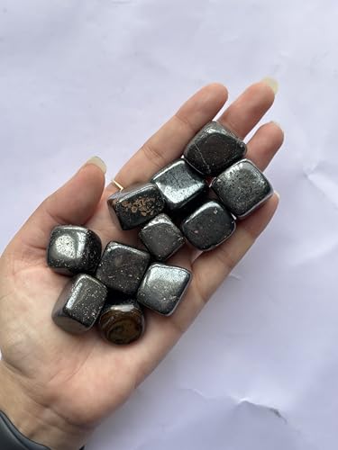 Image of Tumbled Stones, Natural Crystal Healing Stones, Home Office Decor, Aquarium Decorative Pebbles, Vase Fillers (Hematite, 200)