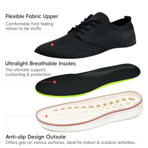 Mens Casual Dress Shoes Loafers Walking Sneakers Mesh Breathable Comfortable Lightweight Tennis Sneakers Fashion Lace Up Oxfords Business Shoes Soft Sole Zapatos3