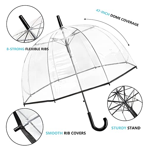 Roniare Clear Bubble Umbrellas For Rain Large Windproof Dome Umbrella For Weddings,Prom, Graduation And Outdoor Events For Men And Women,Clear #TOP3