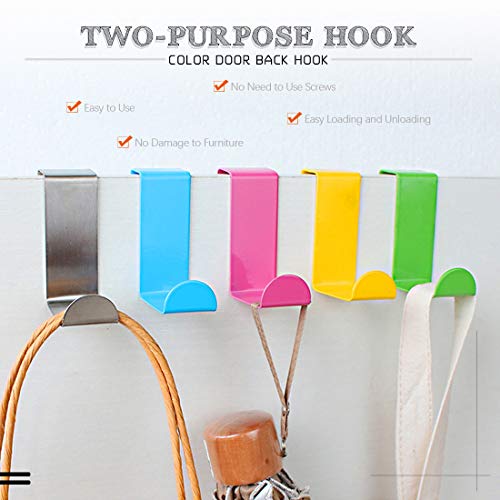 Rustark 25 Pcs Over The Door Hooks Kit Pink 5 Colors Metal Reversible Double Side Z Shaped Hanging Hooks for Kitchen Bathroom - Image 3