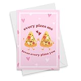 Funny Valentine's Day Card - Anniversary Card - LOVE Pizza Pun Food Funny Valentine's Day - For Him - For Her - Cute - Simple [00583]