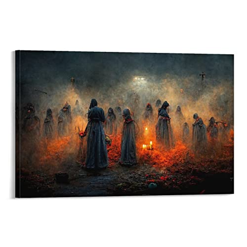 Horror Gothic, Halloween, Witch Art, Female Warrior With Sword, Dark Demon Art Painting Posters (10) Canvas Wall Art Prints For Wall Decor Room Decor Bedroom Decor Gifts 24X36Inch(60X90Cm) Frame-Sty #TOP17