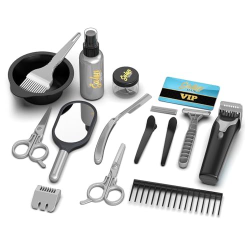 wilbvnit Pretend Play Barber Shop Toy for Kids Aged 3-6 Kids Shaving Kit with Electronic Clipper Toddler Haircut Kit Role Play Gift for Boys