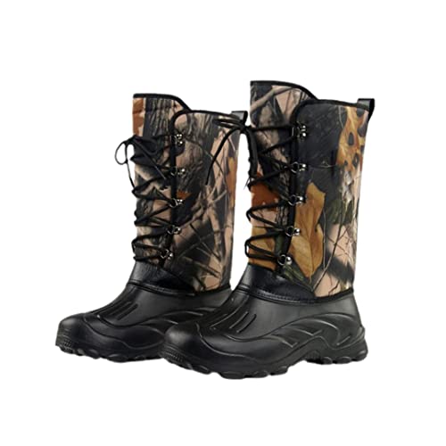 Botas de agua impermeables de camuflaje para hombre, escalada, caza, pesca, forro polar, para caminar, esquí, nieve, camuflaje, 42
