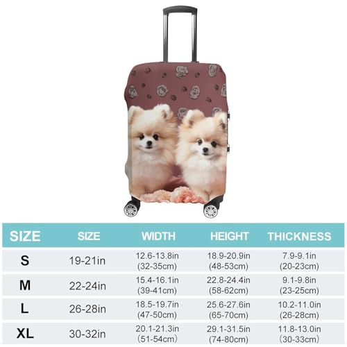 Pomeranians Puppies And Point Luggage Cover, Washable Elastic Suitcase Cover Protector Fit 18-32 Inch Luggage2