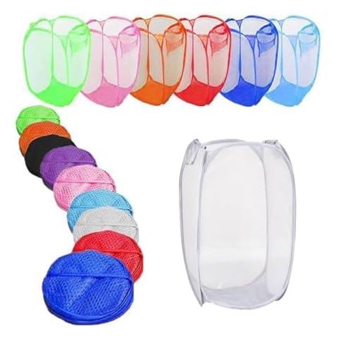St@llion Laundry Bag Pop Up Mesh Foldable Basket Bin Hample Storage Bag Random Color (Pack of 4) Cover