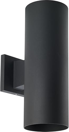Progress Lighting Cylinder Collection - Farol de pared LED para exteriores, 5 pulgadas, color negro