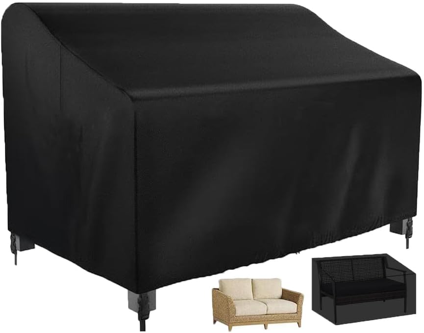Patio Loveseat Cover Waterproof,Patio Bench Covers,1/2/3/4-Seater Outdoor loveseat Covers,Patio Furniture Covers Large Lawn Furniture Outdoor Sofa Furniture,Black,74.8x26x35in
