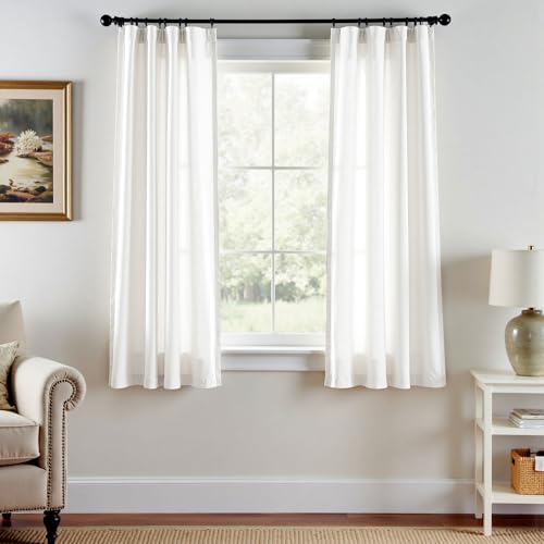 Image of jinchan Linen Curtains Light Filtering Back Tab 38x63 Inch 2 Panels White