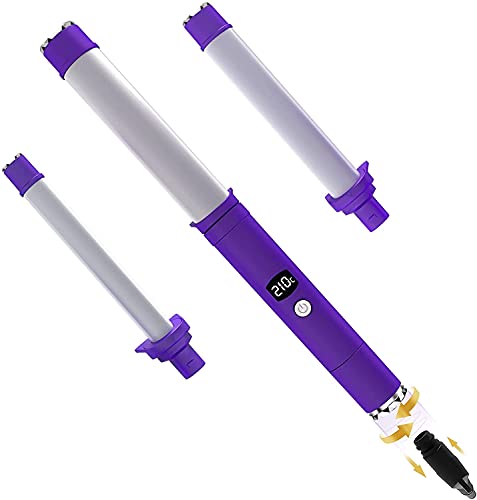 VKK Fer à Boucler 3 en 1 Fer à Onduler Boucleur Cheveux 3 Branches Céramiqu 140-200℃ avec LCD Ecran Gant Clips Cover