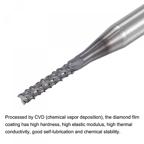 Image of uxcell End Mill CNC Router Bits, 1.5mm x 8.5mm 1 /8 inch Shank Diamond Film Coated Carbide Engraving Bit Milling Cutter Right Hand for PCB Plastic Fiber Wood 5pcs