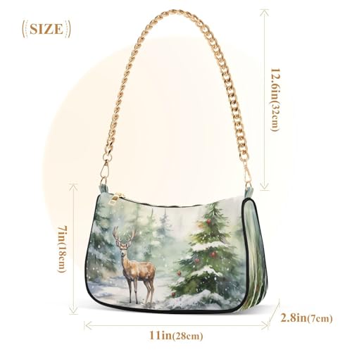 Shoulder Bags for Women Christmas Tree Deer Hobo Tote Handbag Small Clutch Purse with Zipper Closure3