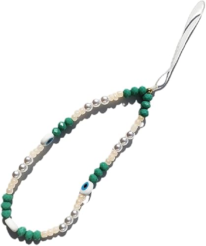 Correa de muñeca con cuentas coloridas de perlas contra el mal de ojo para teléfono, protección de cadena antipérdida, joyería de buena suerte,