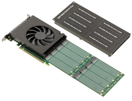 KALEA-INFORMATIQUE - Tarjeta PCIe 4.0 x16 para 8 SSD M.2 NVMe CHIPSET Broadcom PEX88048 - Protección por encofrado Aluminio ventilado