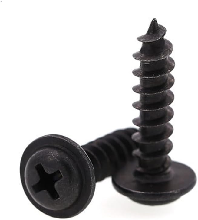 M2 M2.3 Phillips Screw Round head With Pad Self-tapping Screws Pan head With meson Black Sharp tail Wood Bolts - (Size: M2.3 x10mm(100pcs))