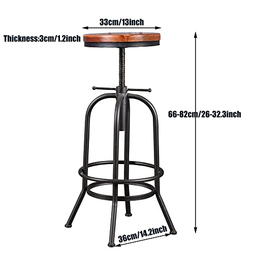 Bokkolik Set Of 2-Industrial Bar Stool-Retro 26-32.3Inch Swivel Stools-Extra Tall Kitchen Chair-Bar Counter Height Adjustable-Fully Welded  thumb #2