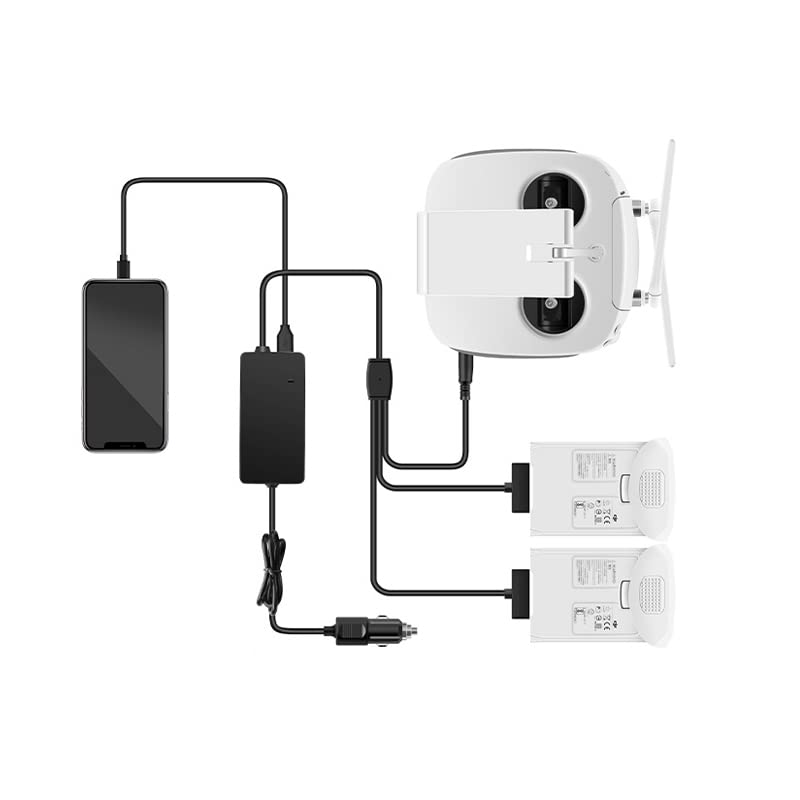 Caricabatteria da Auto for DJI Phantom 4 PRO Advanced Drone Batteria Telecomando Caricabatteria da Veicolo Ricarica Rapida da Viaggio Portatile all'aperto Accessori