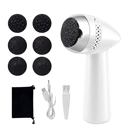 Electric Callus Remover, Lermende Electric Foot File USB Rechargeable Foot Pedicure Tools with 6pcs Grinding Heads Professional Foot Care Sander Best for Cracked Heels and Hard Skin - Silver