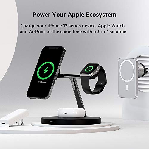 ایگرد | قیمت و خرید Belkin MagSafe 3-in-1 Wireless Charger, 15W iPhone Fast  Charging, Apple Watch, AirPods Charging Station for iPhone 13, 12, Pro, Pro  Max, Mini, AppleWatch and AirPods
