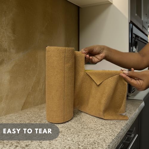Image of Microfiber Tearable Cleaning Cloth Roll - 20 Pulls | Reusable, Super Absorbent, Easy to Tear | Ideal for Kitchen, Car, Electronics, and More | 180 GSM (Brown)
