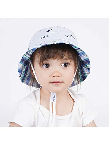 Baby Sun Hat Baby Hats 0-6 Months For Boys Girls Infant Sun Bucket Hat For Sun Protection Summer Beach Hat Wide Brim Outdoor Play Hat Navy Fish 3-6 Months #TOP4