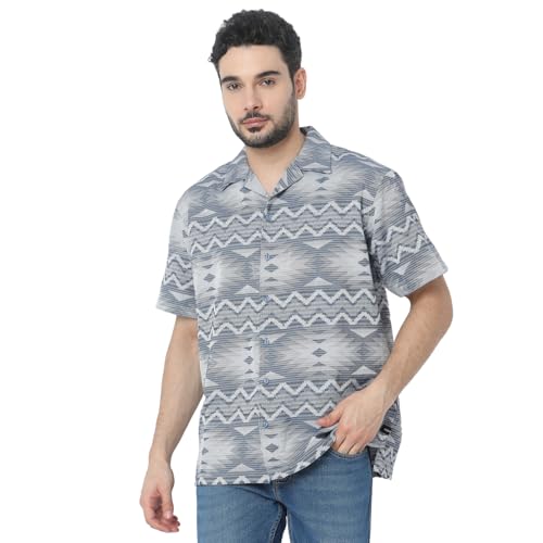 Image of Spykar Men's Relaxed Fit N /A Half Sleeve Printed Casual Shirts