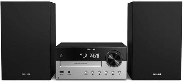 Philips Micro Music System z Bluetooth (system HiFi, radio FM, USB, CD, MP3-CD, Audio-In, port USB do ładowania, głośniki Bass-Reflex, cyfrowe sterowanie dźwiękiem)  model 2020/2021, TAM4205/12