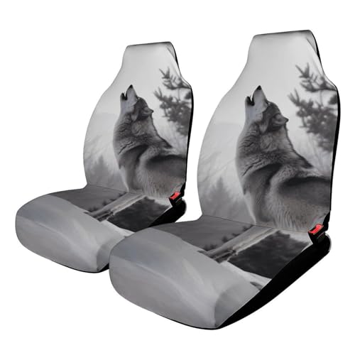 Housse de siège de voiture universelle motif loup pour road trip