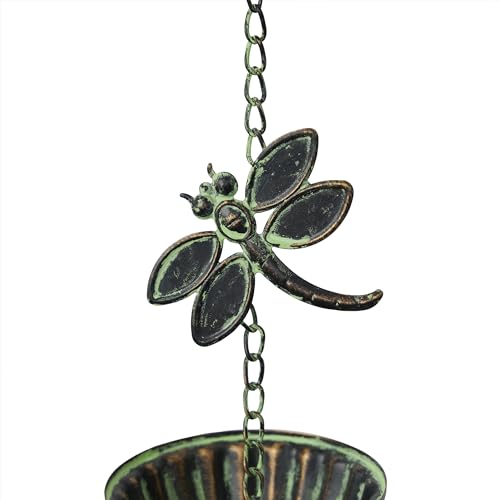 Alpine Corporation QES142HH Metal Hanging Dragonfly Chain Rain Catcher thumb #5