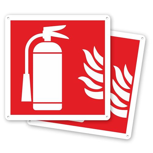 Pubblimania 2 Carteles de extintor contra incendios | en aluminio compuesto 3 mm exterior-interior (Extintor, 2 Unidades)