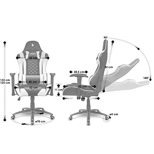 EMPIRE GAMING – Poltrona Serie Gamer Racing 700 Nera/Bianca - Modello sedia avvolgente sport ultra-comoda - Braccioli 2D regolabili - cuscini lombari e nuca in omaggio. - Immagine 2