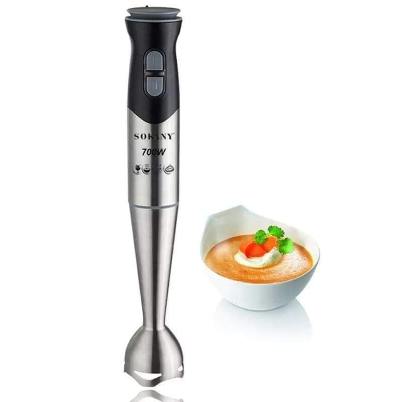 SOKANY Immersion Stick Hand Blender with Stainless Steel Body&Blades, Powerful Electric Ice Crushing 2-Speed Control Handheld Food Mixer,Purees, Smoothies, Shakes, Sauces & Soups, 700W, Black