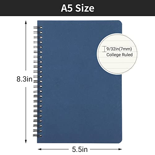Eusoar Hardcover Spiral Ruled Notebook, A5 3Packs 5.5"X8.3" 120 Pages Blue Lined Travel Journal, Memo Notepad Sketchbook, Students College Office Business Subject Diary Ruled Book Journal-Royal #TOP1