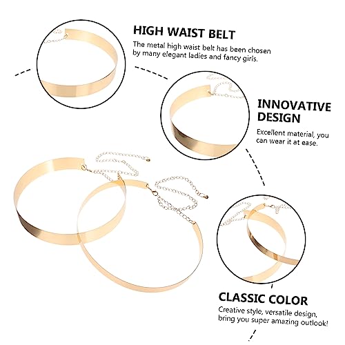 2Pcs Metal Waist Chain for Women Versatile Gold Dress Belt Adjustable Waistband Accessories for Party Dresses and Casual Outfits3