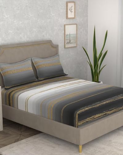 Image of Portico New York Super King Size Flat Bedsheet with 2 Pillow Covers Facets (Multicolor 1)