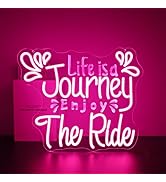 Gdbkabf Neon Sign, Life Is a Journey Enjoy the Ride Neon Signs for Wall Decor Neon Pink LED Signs...