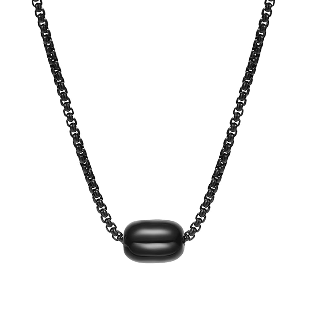 Van Heusen Men Stainless Steel Rolo Chain Bead Pendant Necklace
